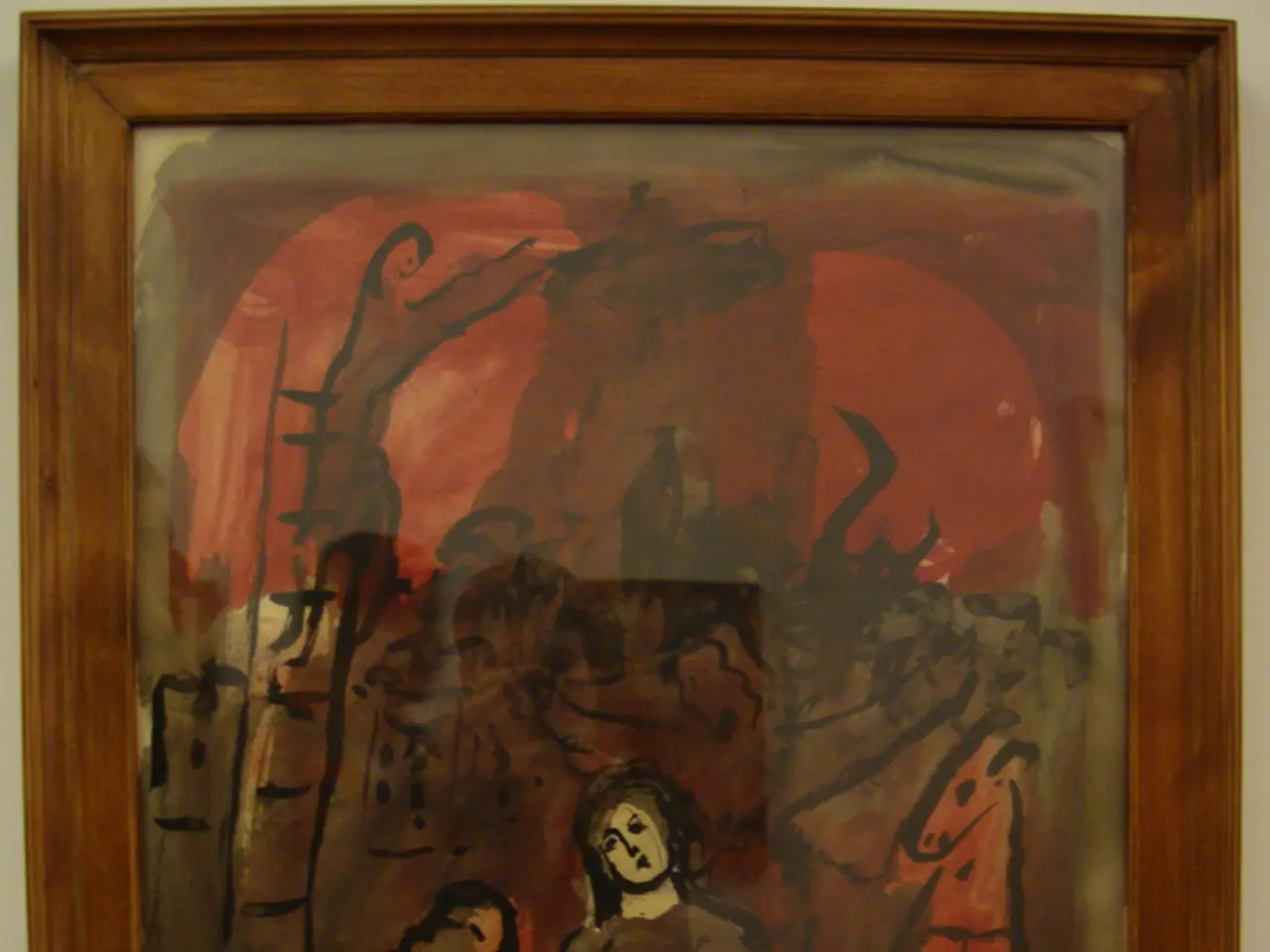 In this picture I can observe a painting. There are some people in this painting. This painting is...