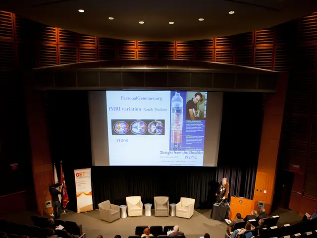 Attendees of 4100 at the "Competitive blueprints for the heart of tomorrow's city" exhibit, held at...