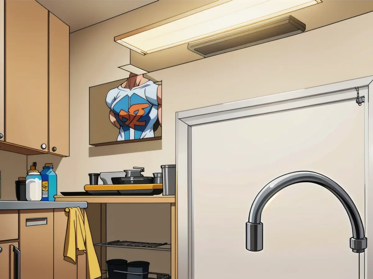 Kitchen LED light with magnetic fastening, as depicted above a kitchen sink, emphasizing the convenience of effortless mounting via magnets. LED light situated below a kitchen sink, equipped with a magnetic attachment for hassle-free mounting. Emphasis lies on the magnetic feature for effortless installation.
